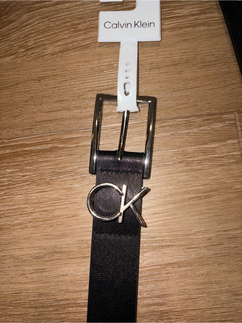 Calvin Klein Womens Belt Black Solid Logo Buckle Size XL New With Tag